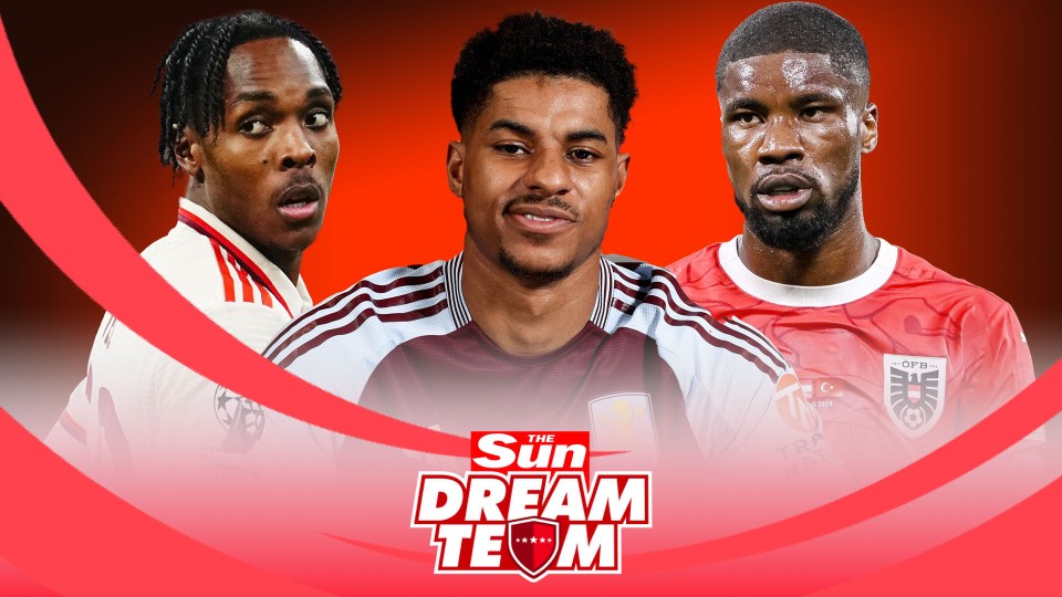 Collage of three soccer players; The Sun Dream Team.