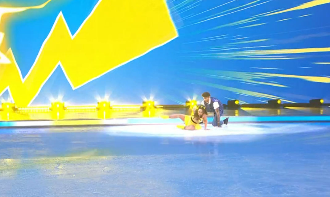 Screenshot of a dance performance on ice.