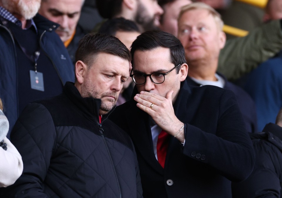 Arsenal interim sporting director Jason Ayto and Arsenal managing director Richard Garlick in the stands.