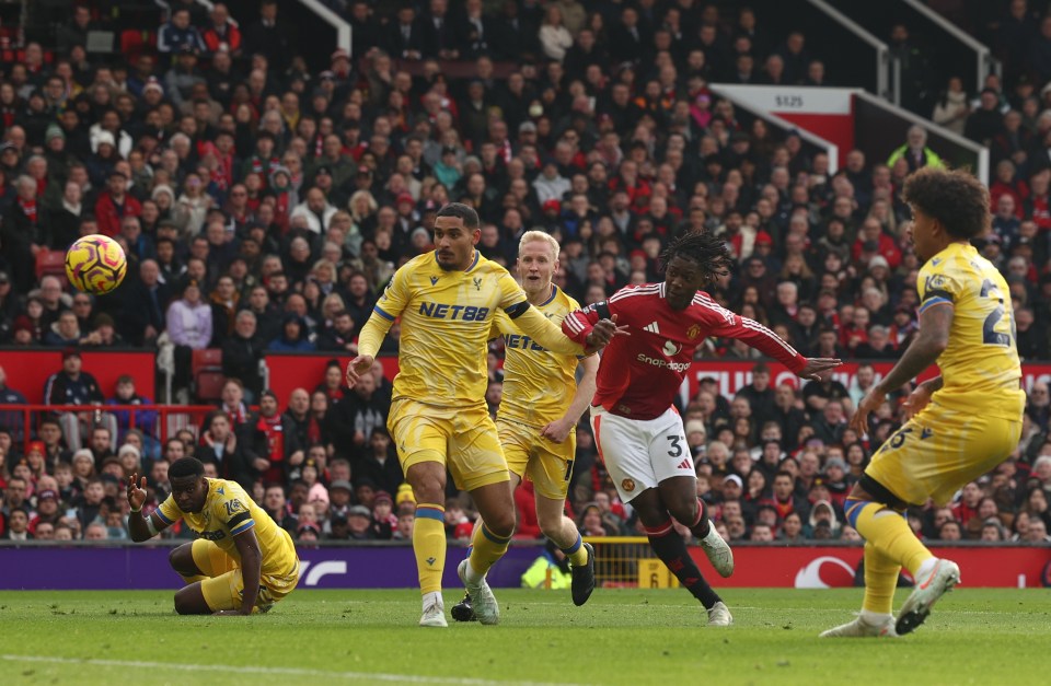 Manchester United player in action during an English Premier League match.