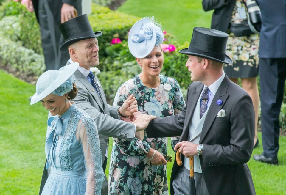 Catherine, Duchess of Cambridge, Mike Tindall, Zara Tindall, and Prince William at Royal Ascot.