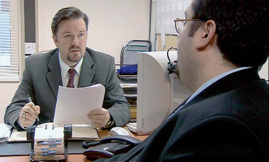 Stills taken fvrom the bbc television show "the office", for Anne barraclough, times 2. Credit: BBC. Keith's appraisal