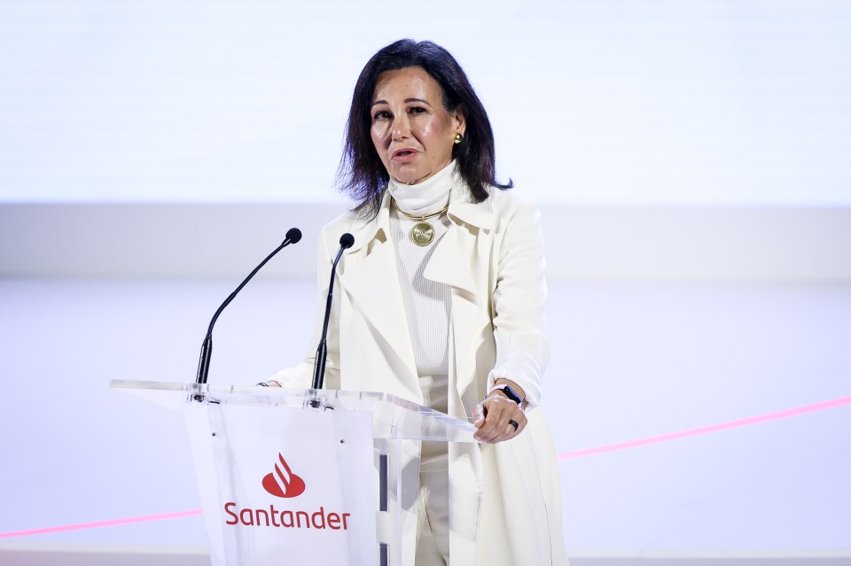 Ana Botín speaking at a Santander event.