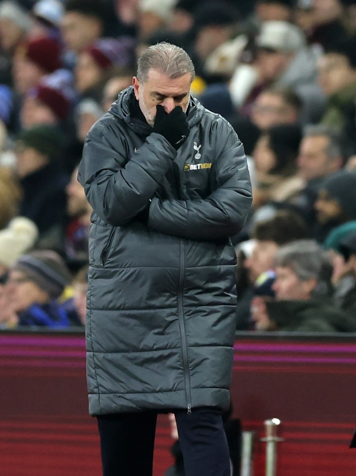 Ange Postecoglou, Tottenham Hotspur manager, looking downcast.