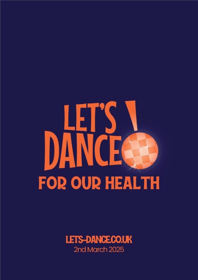 Illustration of Let's Dance for Our Health with disco ball.