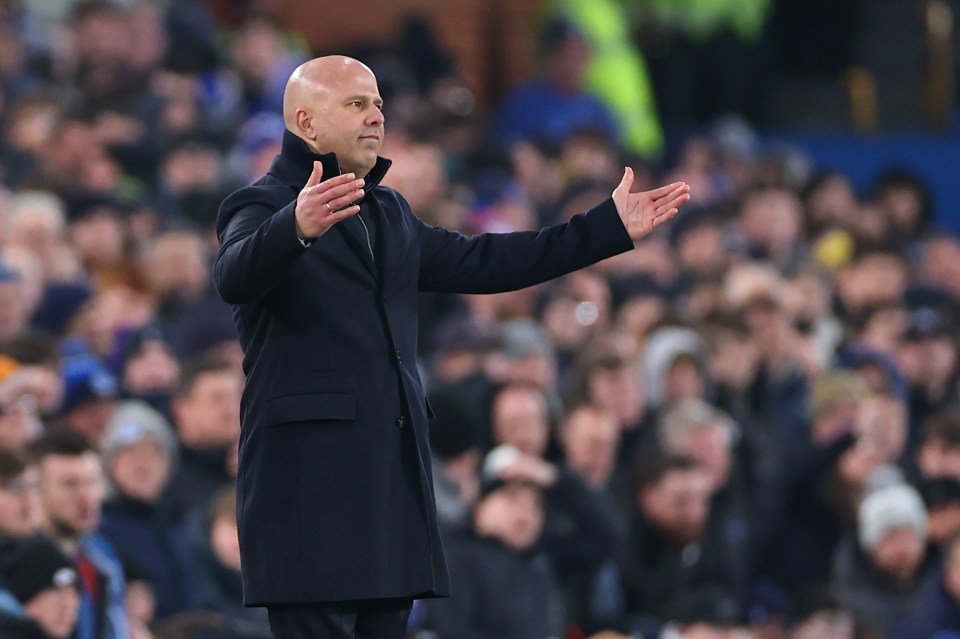 Arne Slot, Liverpool's head coach, reacting during a match.