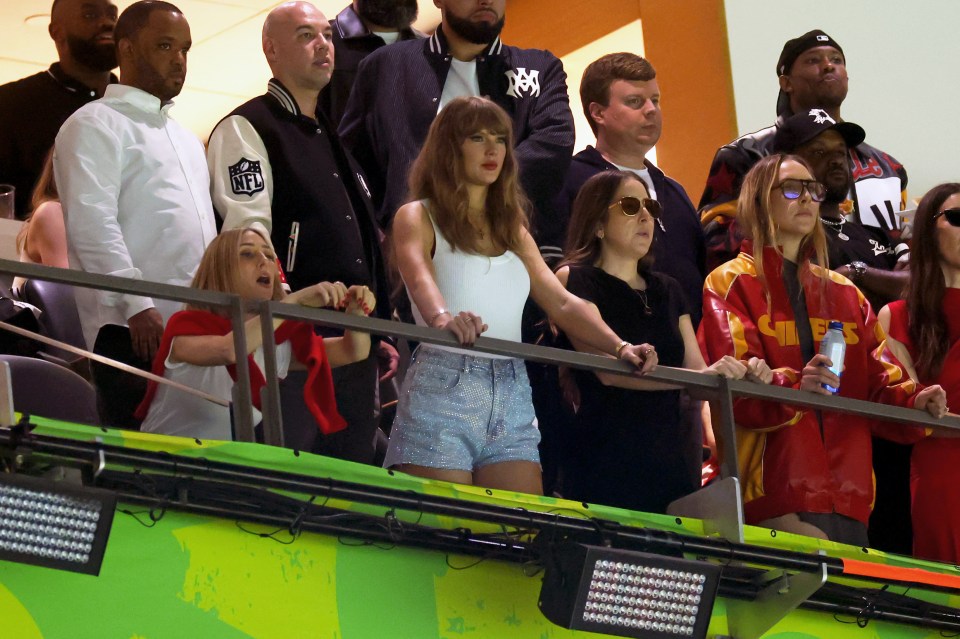 Taylor Swift and the Haim sisters at a Super Bowl game.