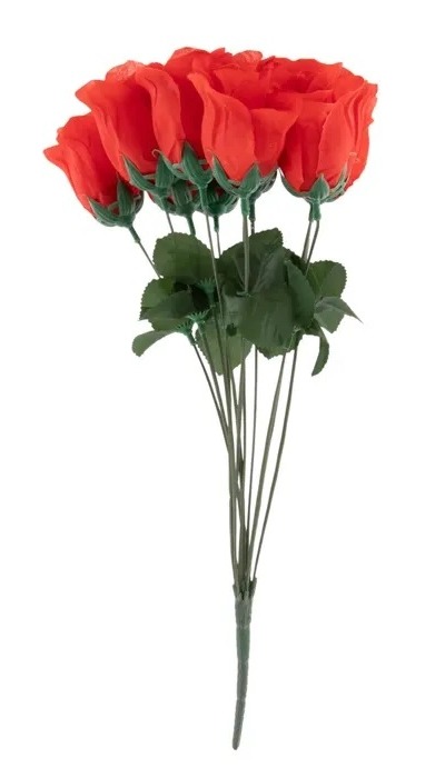 Artificial red roses bouquet.