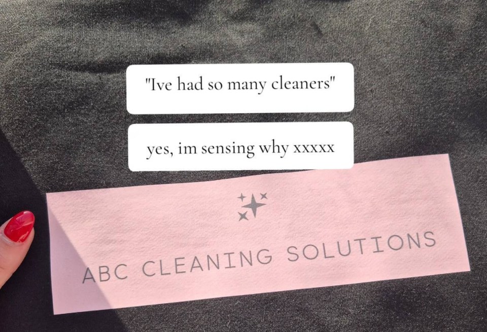 Black shirt with "ABC CLEANING SOLUTIONS" logo.