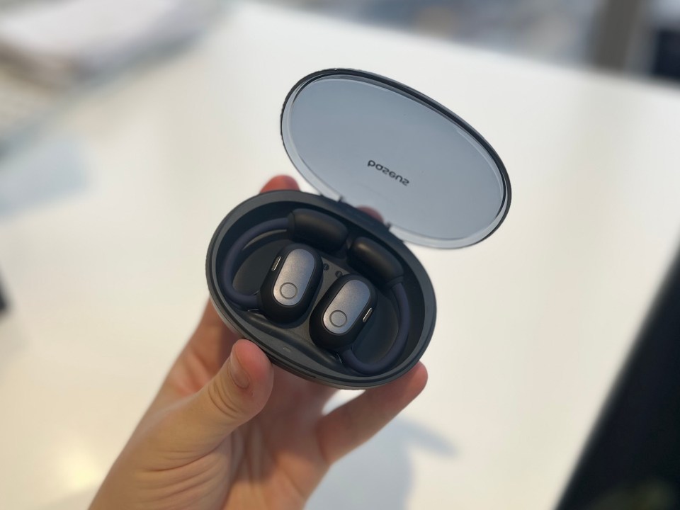 Wireless earbuds in their case.