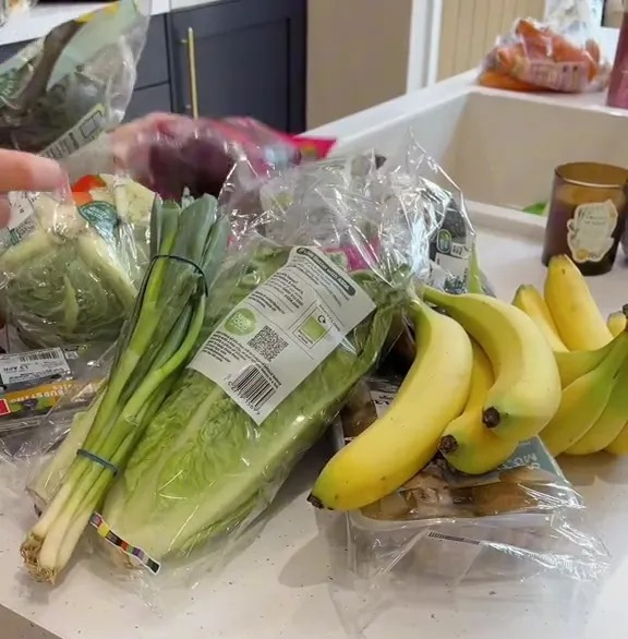 Produce on a kitchen counter.