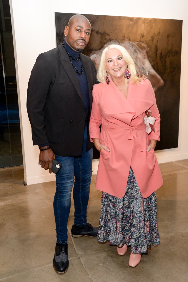 Ben Ofoedu and Vanessa Feltz at an art exhibition.