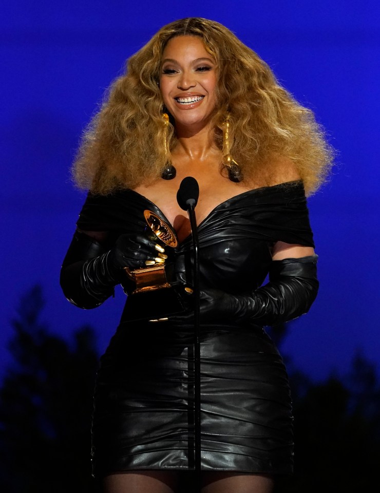 Beyoncé accepting an award.