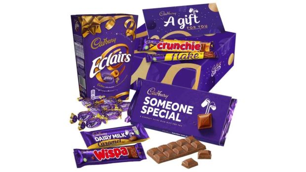 Assortment of Cadbury chocolates including Eclairs, Crunchie, Flake, Wispa, and a &quot;Someone Special&quot; bar.