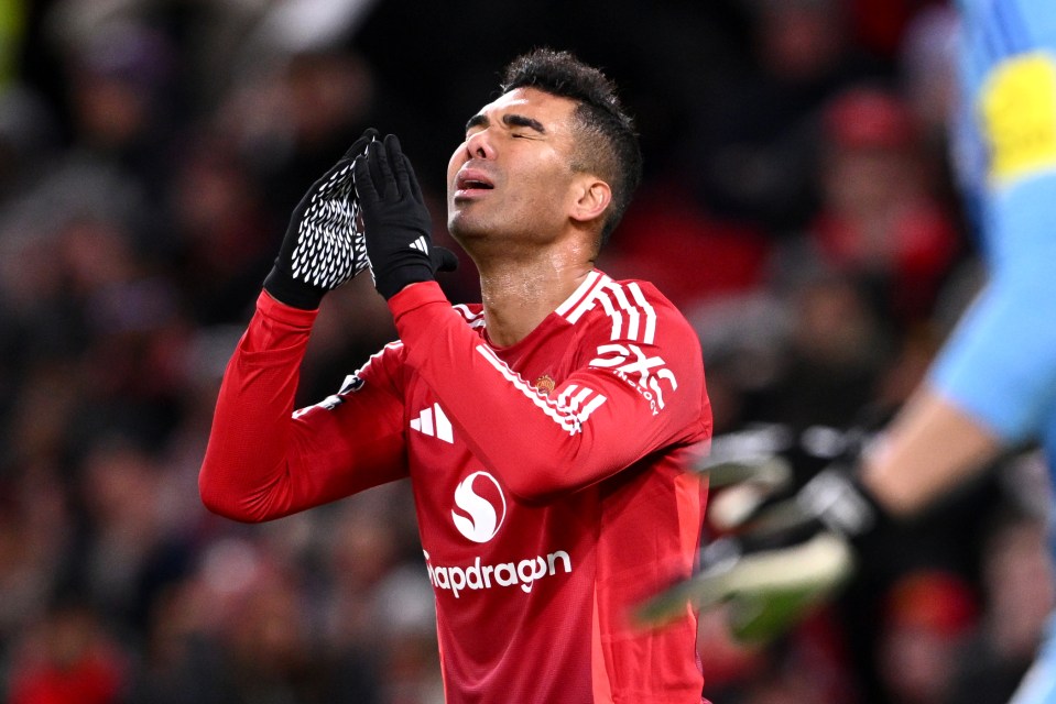 Casemiro of Manchester United reacts during a Premier League match.