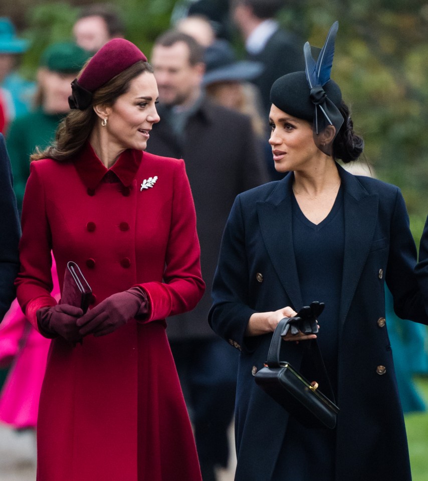 Catherine, Duchess of Cambridge, and Meghan, Duchess of Sussex, at a Christmas Day church service.