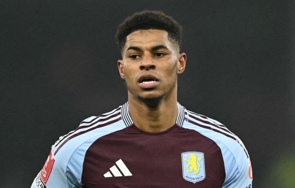 Marcus Rashford in Aston Villa uniform.