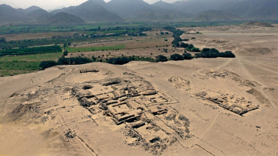 Aerial view of the Chupacigarro archaeological settlement in Peru.