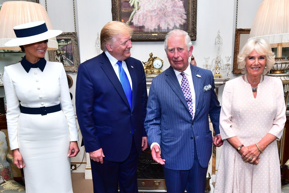 President Trump, Melania Trump, Prince Charles, and Camilla, Duchess of Cornwall at Clarence House for tea.