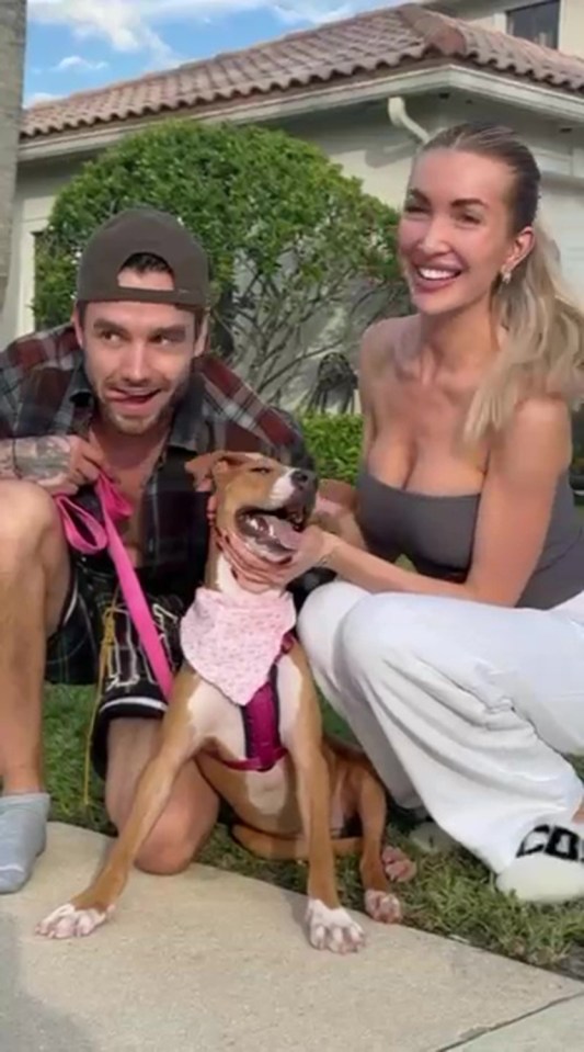 Kate Cassidy and Liam Payne with their dog in Florida.