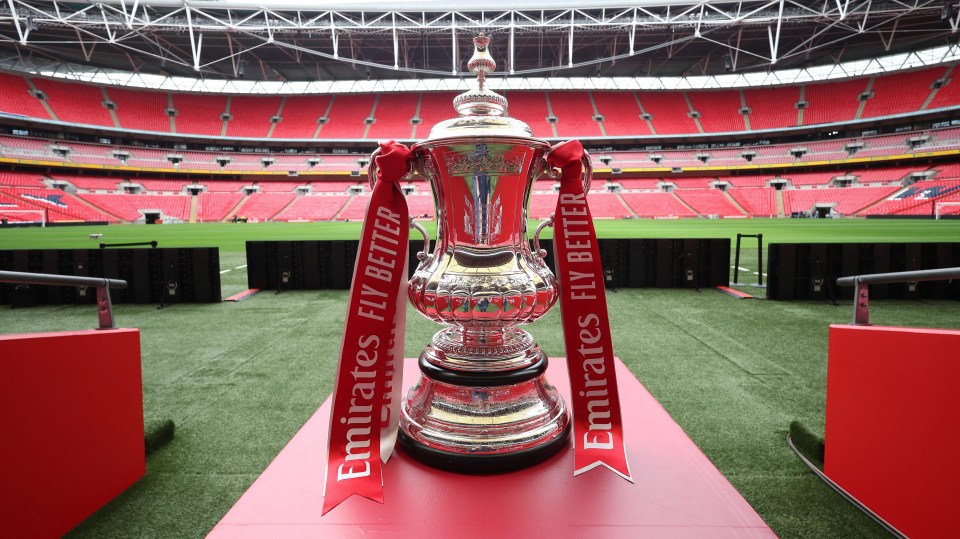 FA Cup trophy at Wembley Stadium.