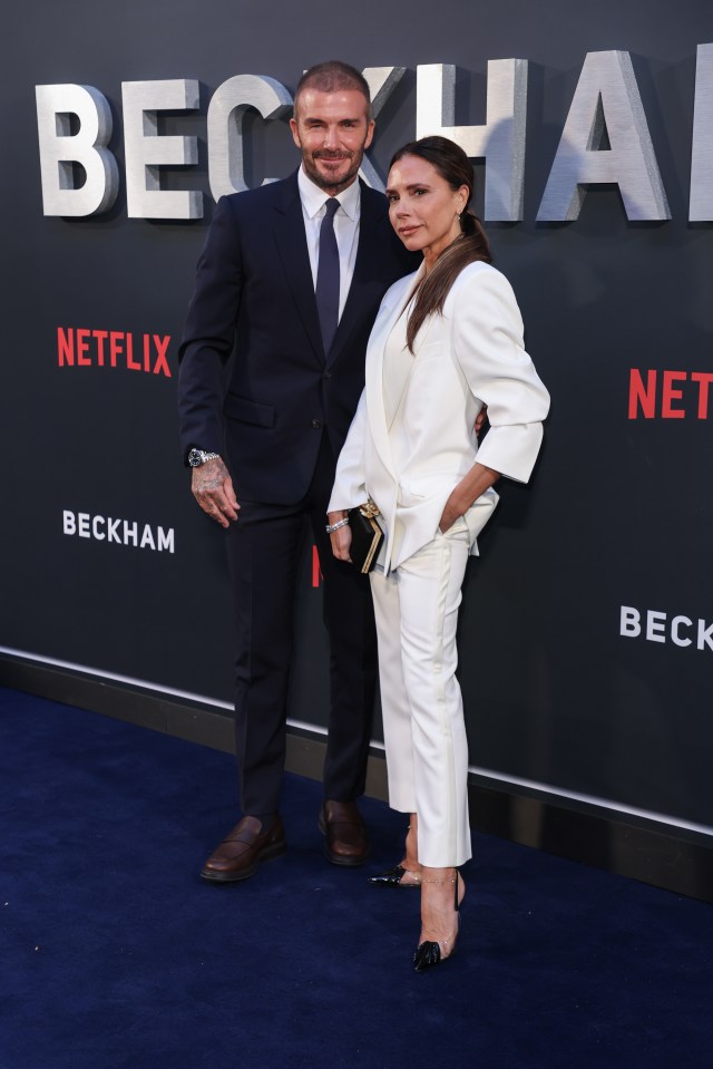 David and Victoria Beckham at the Beckham premiere.