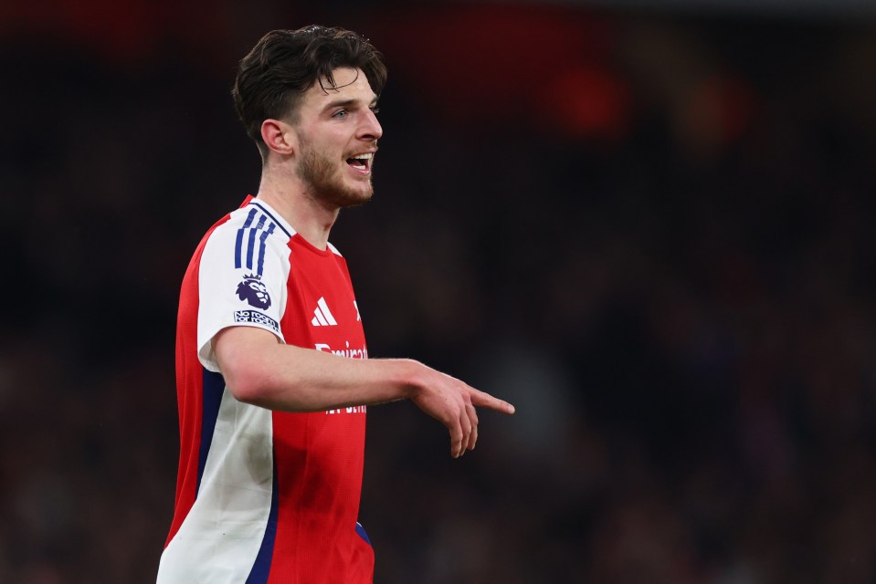 Declan Rice of Arsenal during a Premier League match.