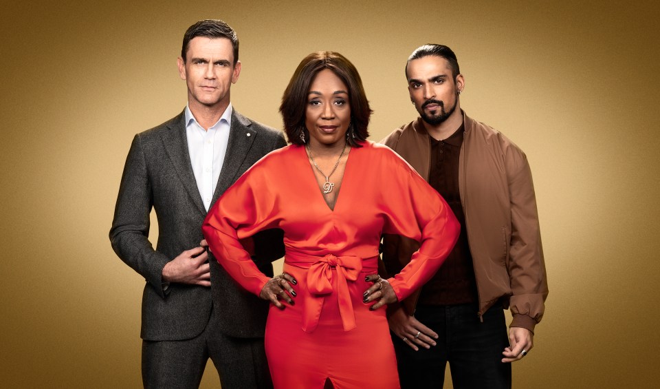 Promotional photo of Diane Parish, Scott Maslen, and Aaron Thiara.