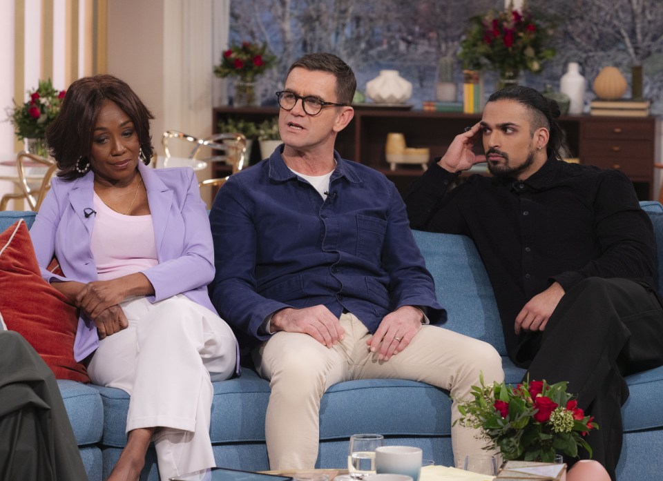 Diane Parish, Scott Maslen, and Aaron Thiara on a TV show.