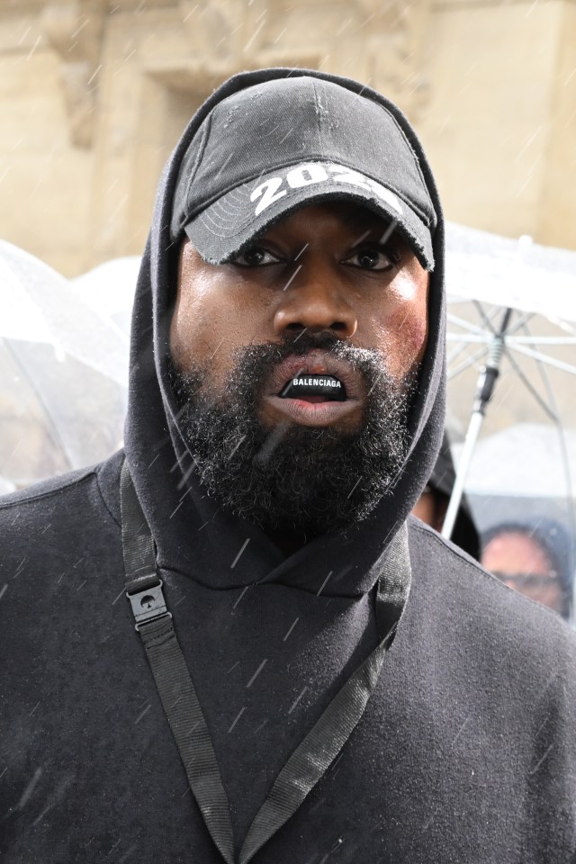 Kanye West at the Givenchy fashion show.