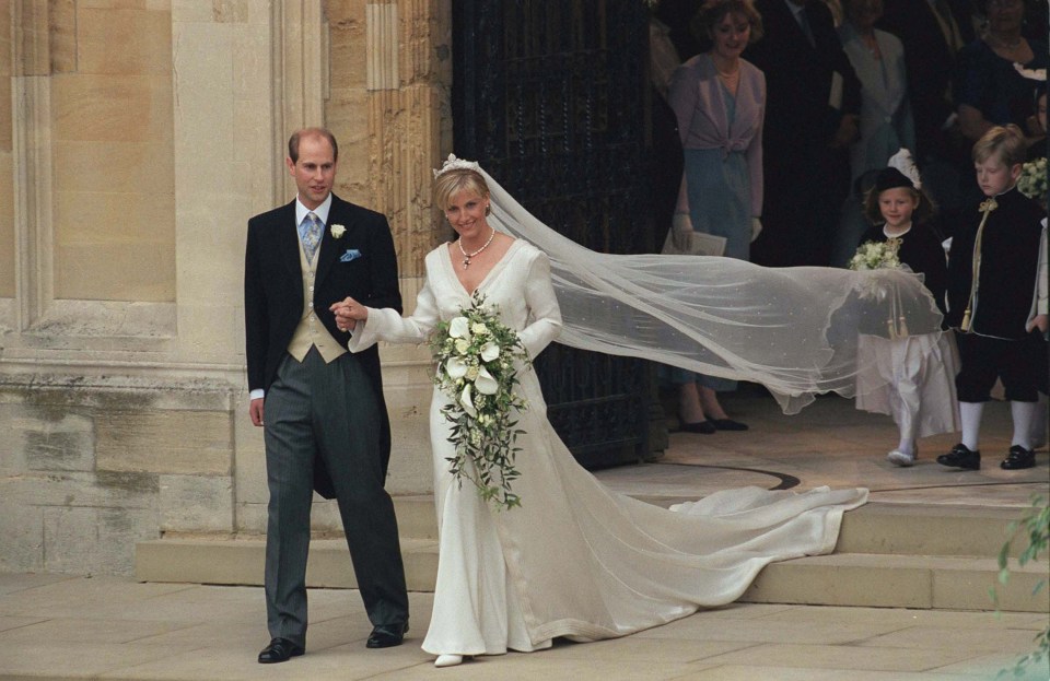 Edward and Sophie, the new Earl and Countess of Wessex, on their wedding day.