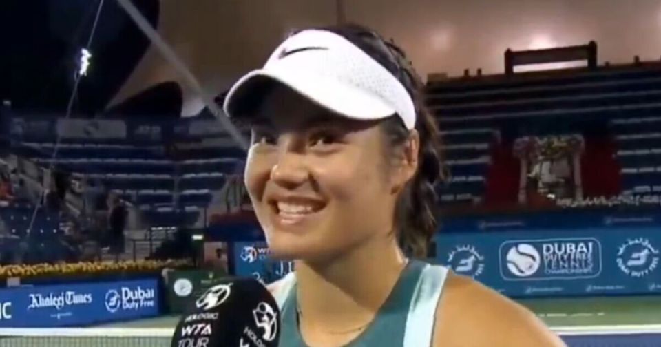 Emma Raducanu smiling during an interview.