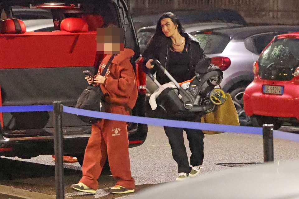 Kyle Walker with his wife and children at a Milan hotel.