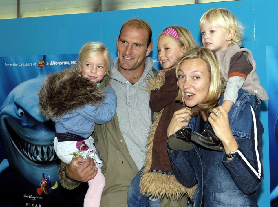 Lawrence Dallaglio with his family at a Finding Nemo premiere.