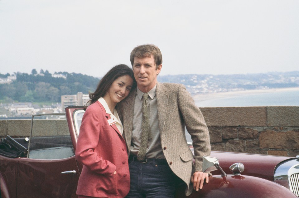 John Nettles and Cecile Paoli on the set of *Bergerac*.