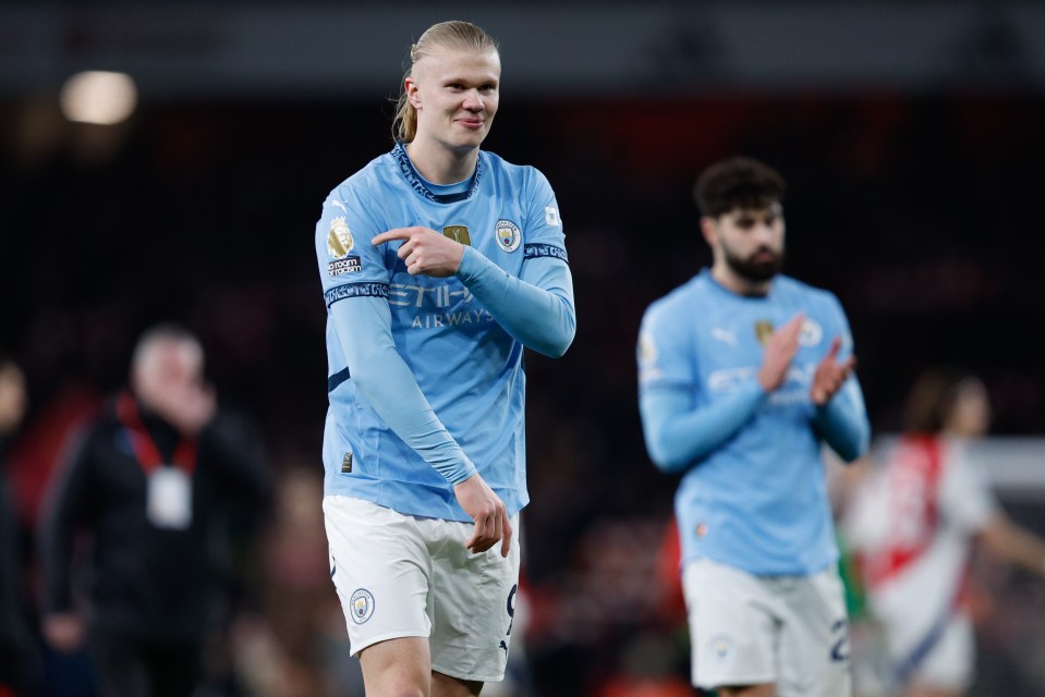 Erling Haaland of Manchester City acknowledging fans.