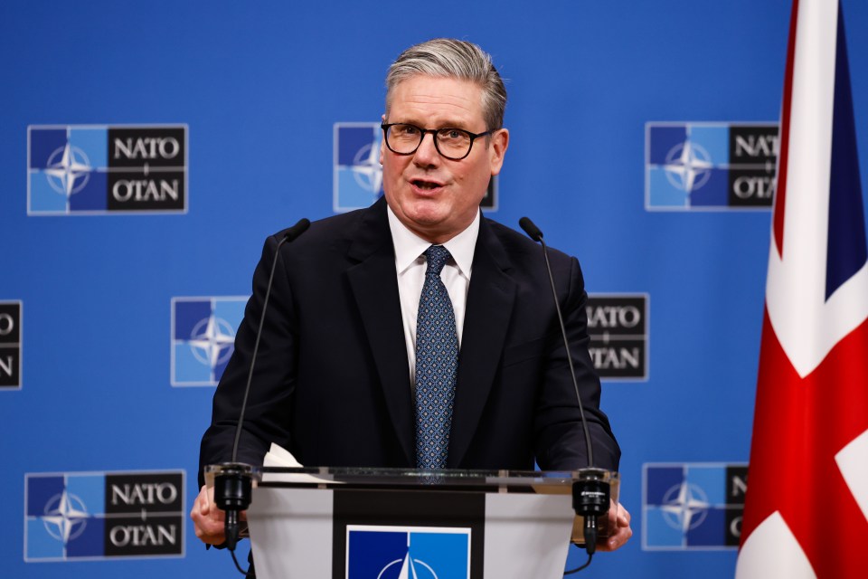 Keir Starmer speaking at a NATO press conference.