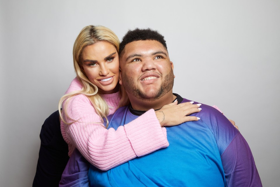 Katie Price and Harvey Price in an embrace.