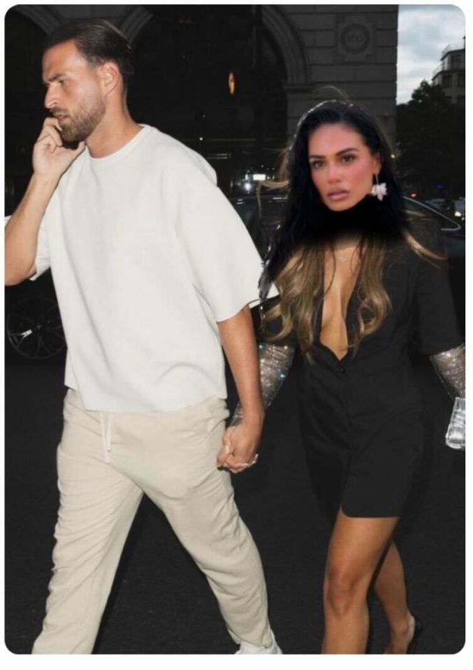 Illustration of a photoshopped image of Olivia and Ronnie from Love Island.