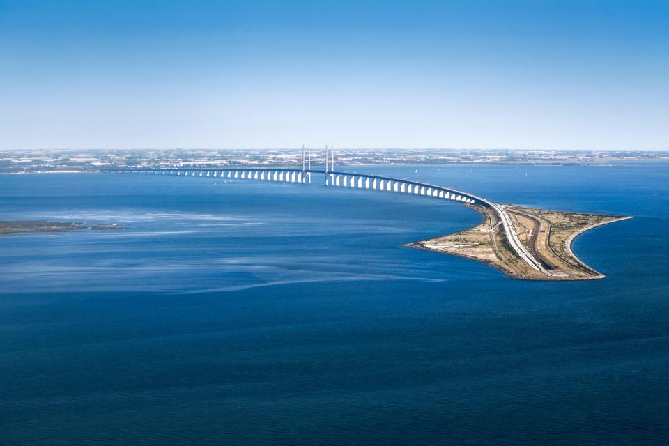 Aerial view of the Oresund Bridge.