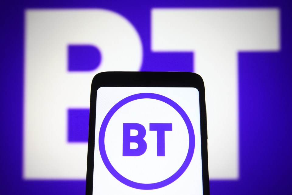 Photo illustration of the BT logo on a smartphone screen.