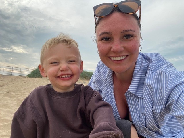 Photo of Albie Speakman and his mother, Leah Bridge.