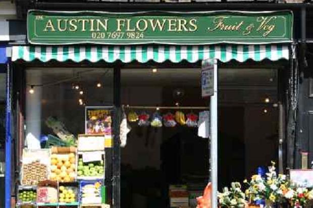 Austin Flowers Fruit & Veg shop storefront.