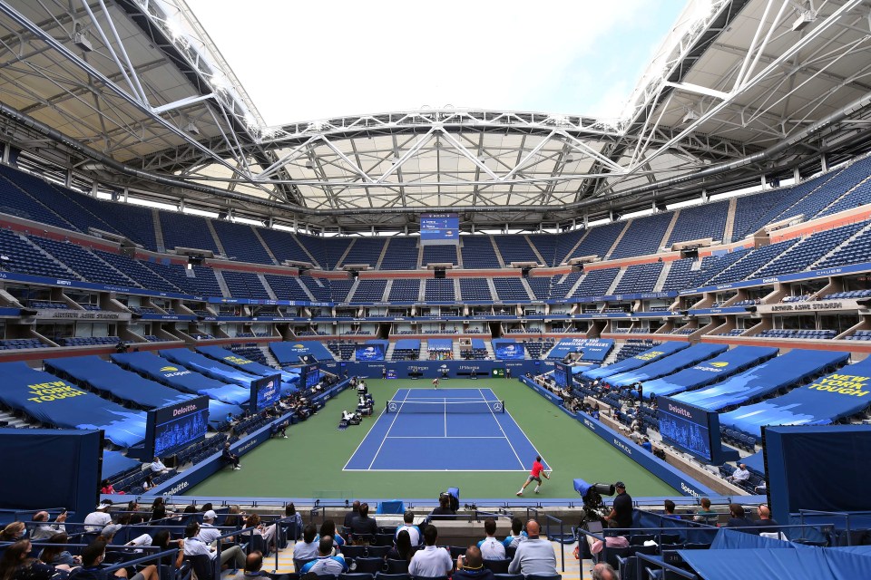 Arthur Ashe Stadium during a tennis match.