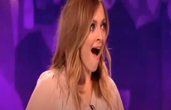 Fearne Cotton with a shocked expression.