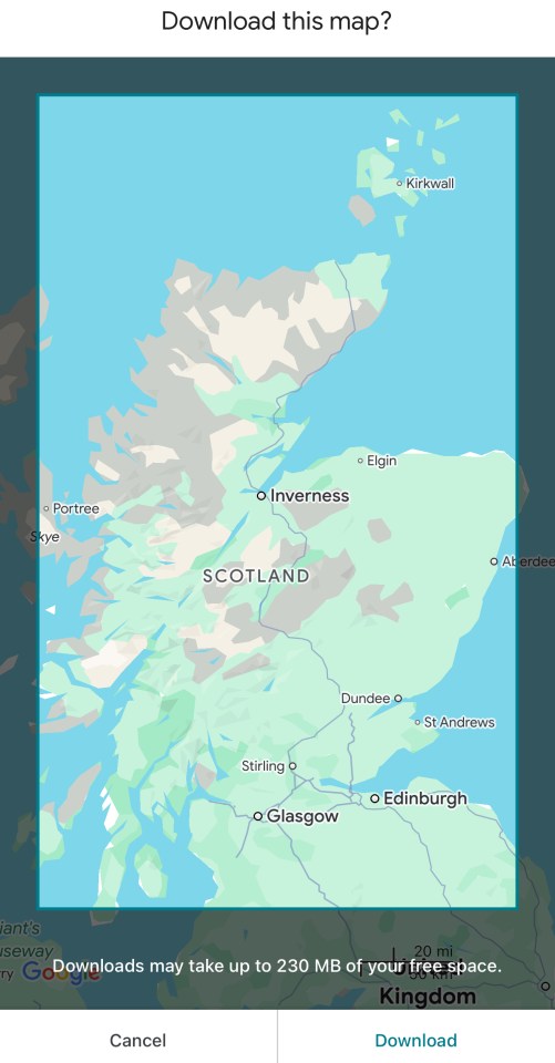 Map of Scotland prompting download.