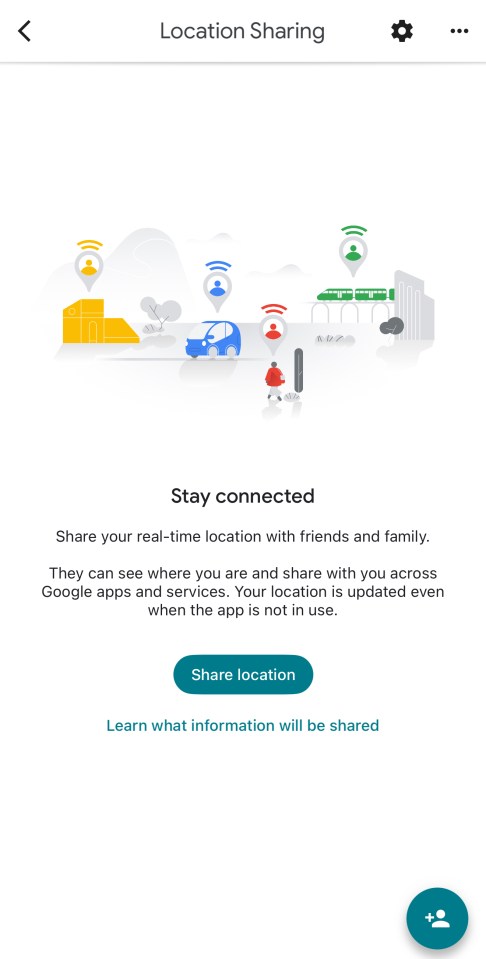 Illustration of real-time location sharing with Google Maps.