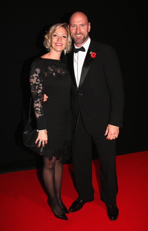 Lawrence Dallaglio and his wife at a Rugby World Cup event.