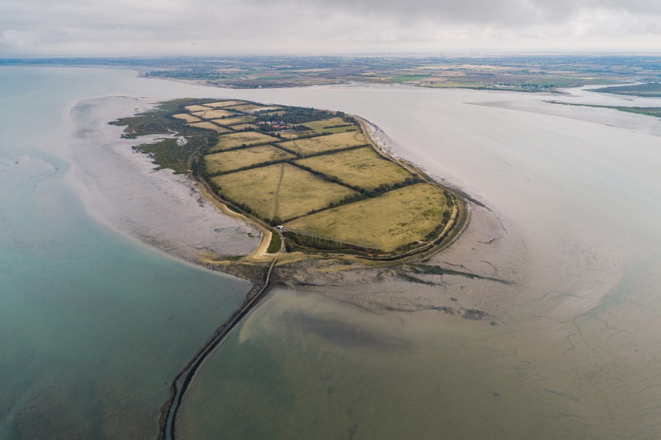 Aerial view of Osea Island, England.