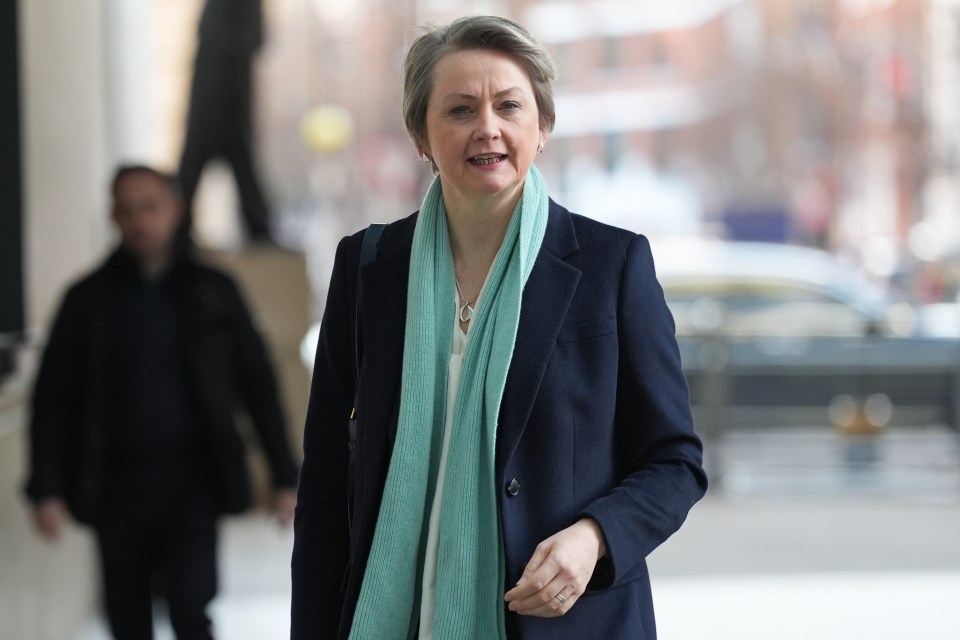 Yvette Cooper arriving at BBC Broadcasting House.